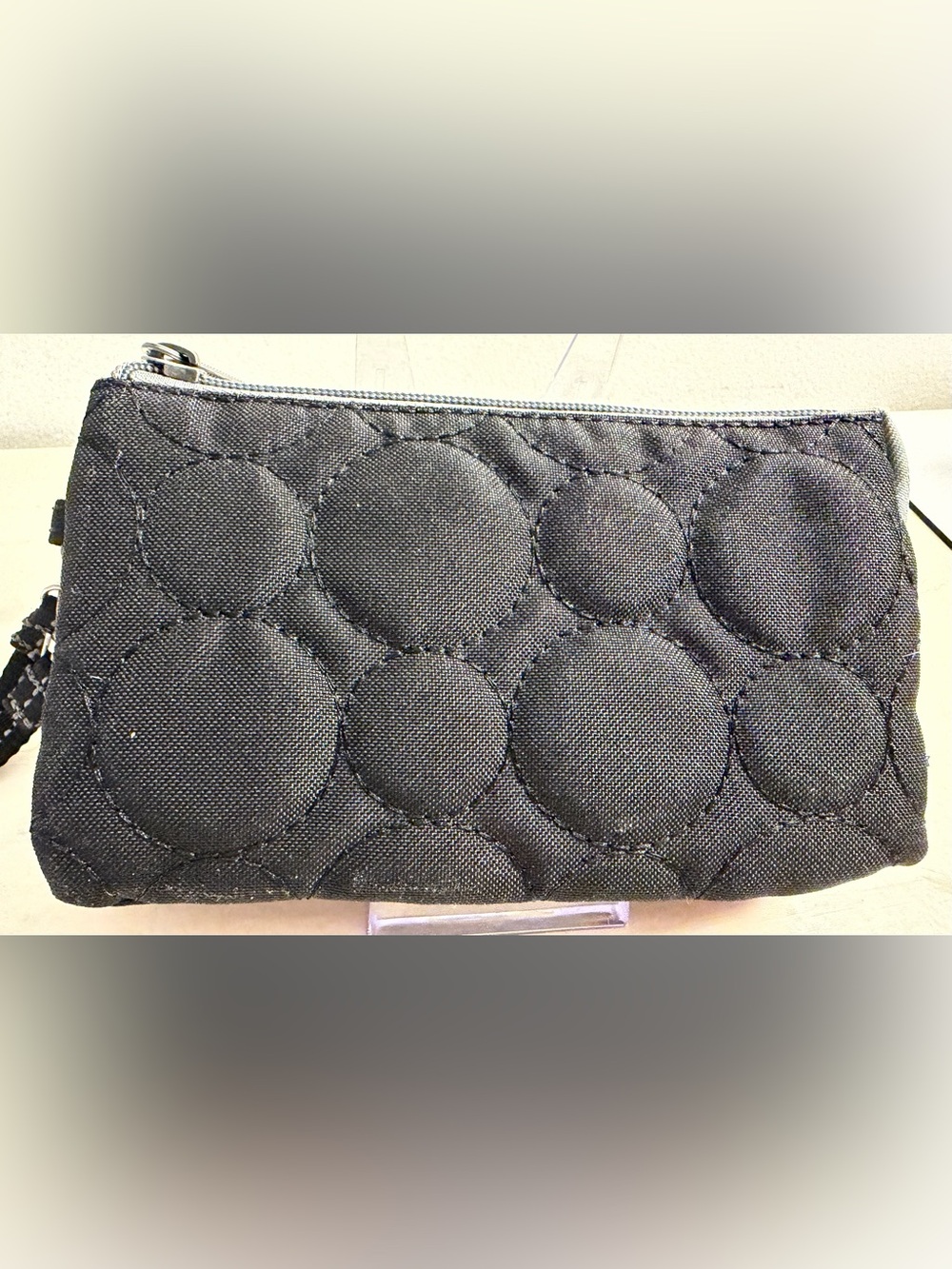Thirty-One Black Quilted Wristlet.